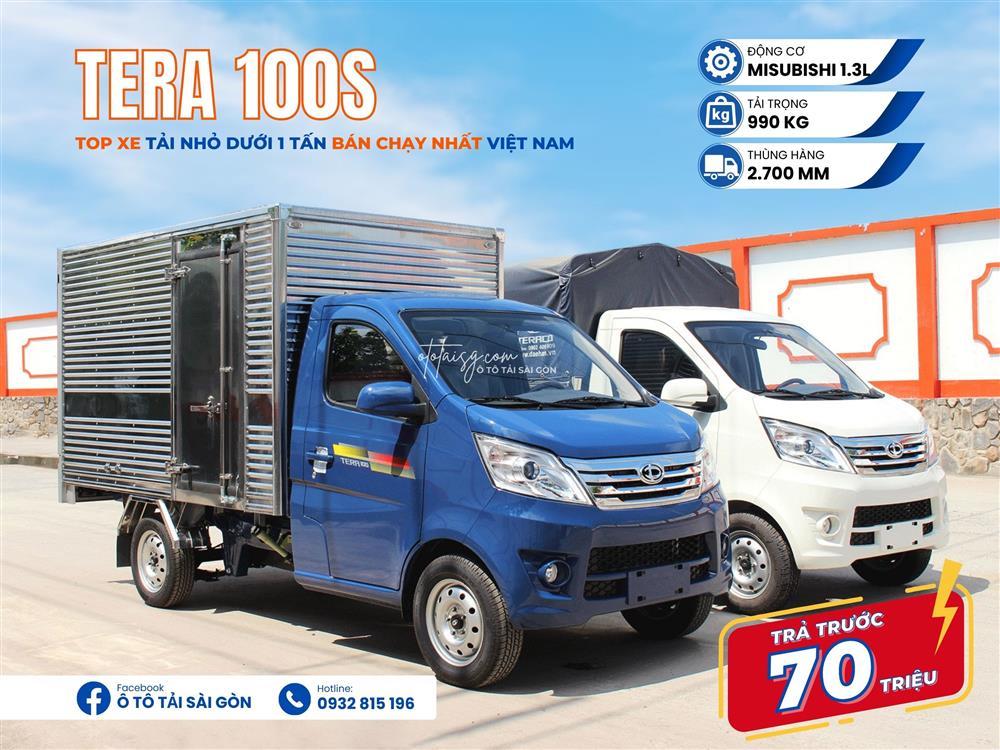 Xe tải nhỏ 1 tấn Tera 100 giá rẻ, chất lượng bền bỉ, hỗ trợ mua xe trả góp đến 80%